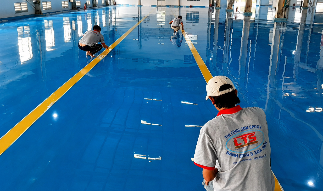 Thi công sơn kẻ line nhà xưởng