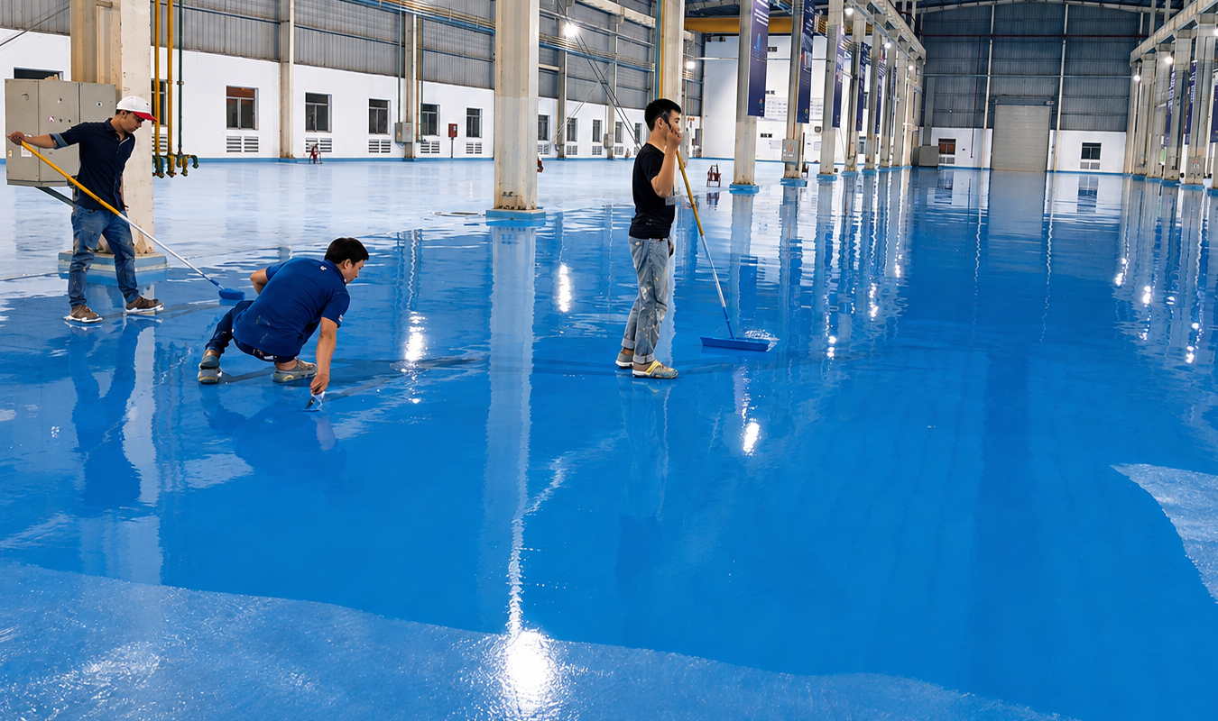 Thi công lớp bả Epoxy thứ hai